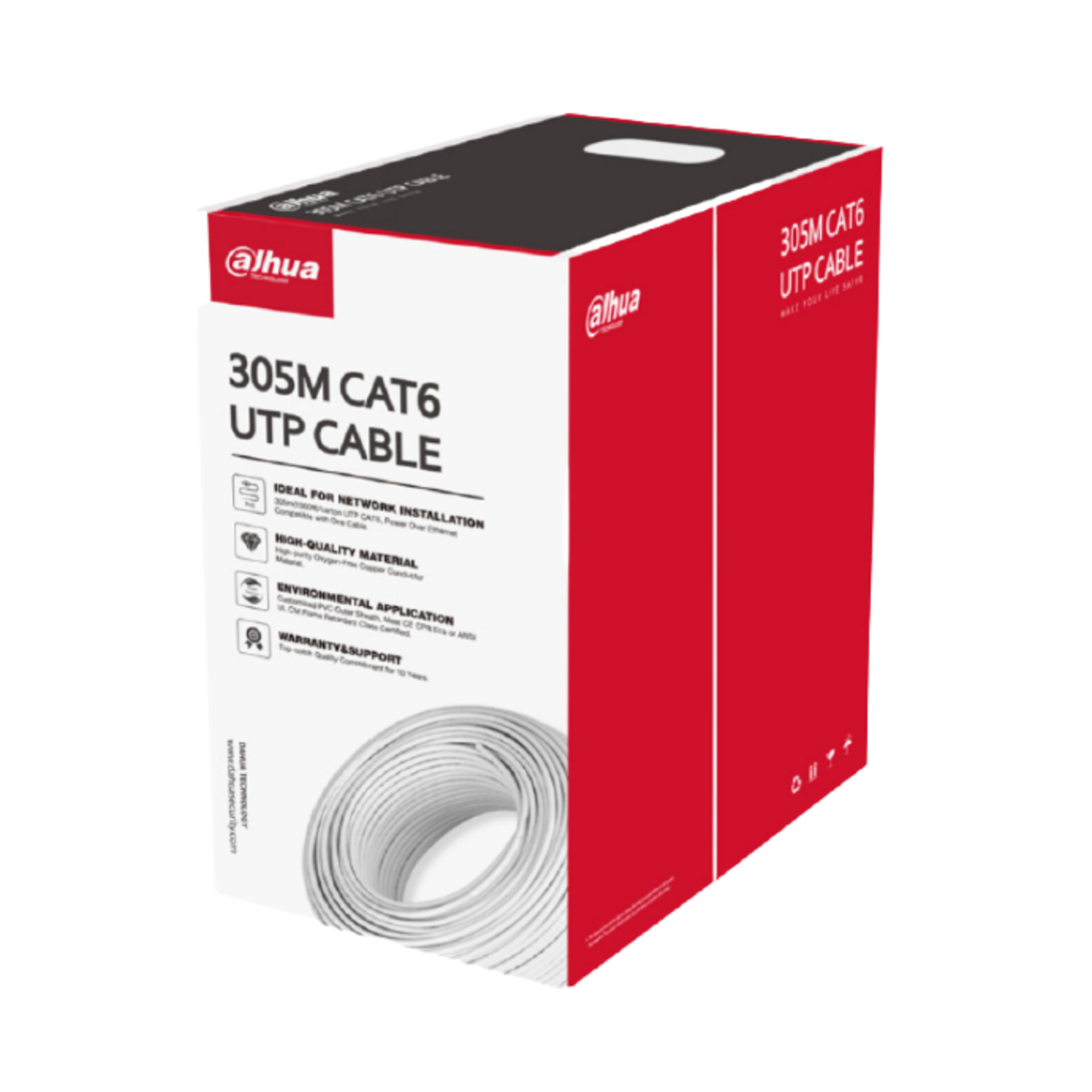 Cabo de Conexão Dahua CAT6 RJ45 305m - Branco