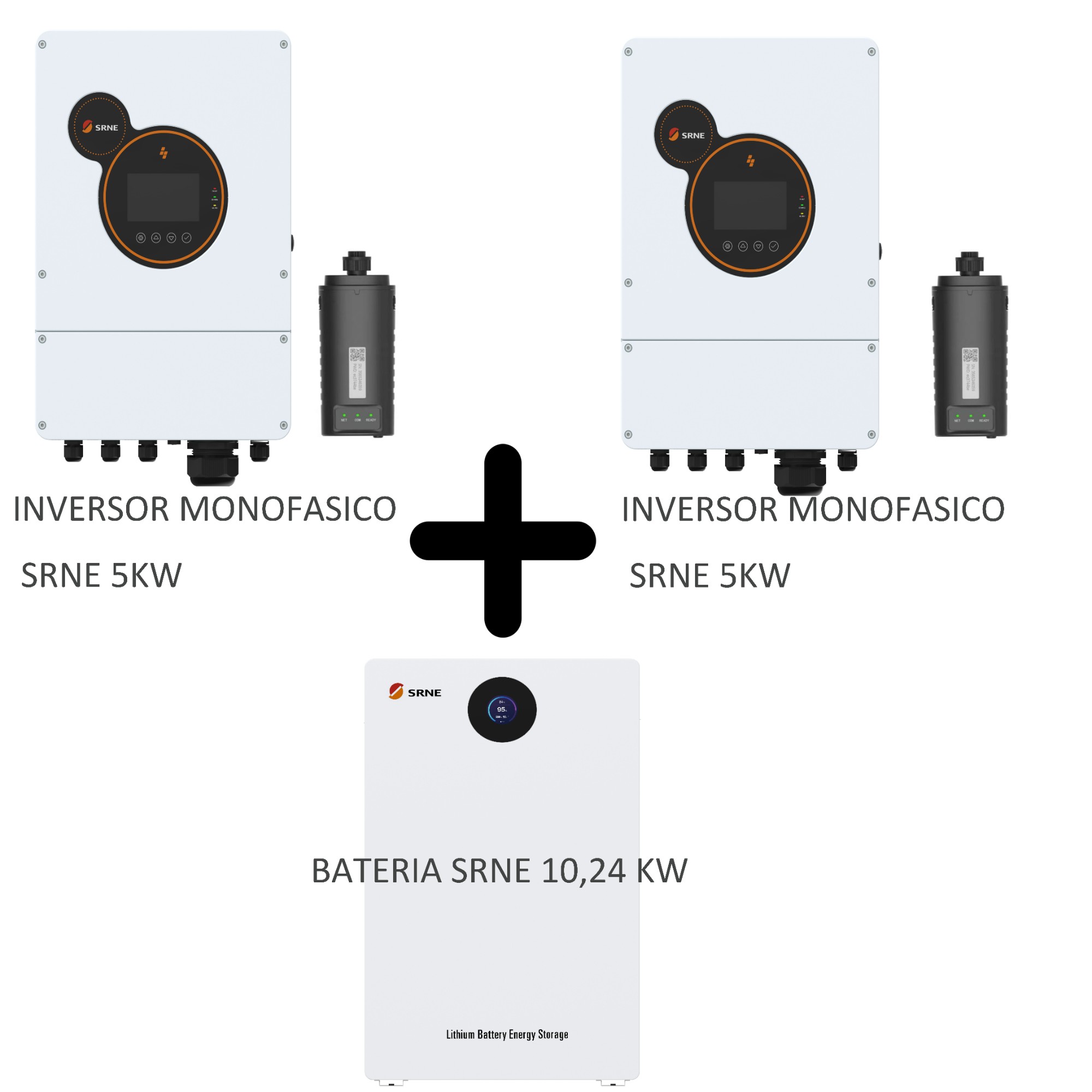 Kit Inversor Híbrido Paralelo Monofásico 10kW + Bateria 10,24kW