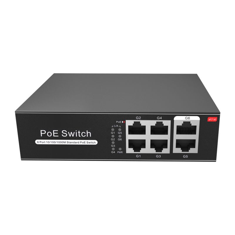 Switch PoE 4 Portos PoE + 2 Uplink RJ45