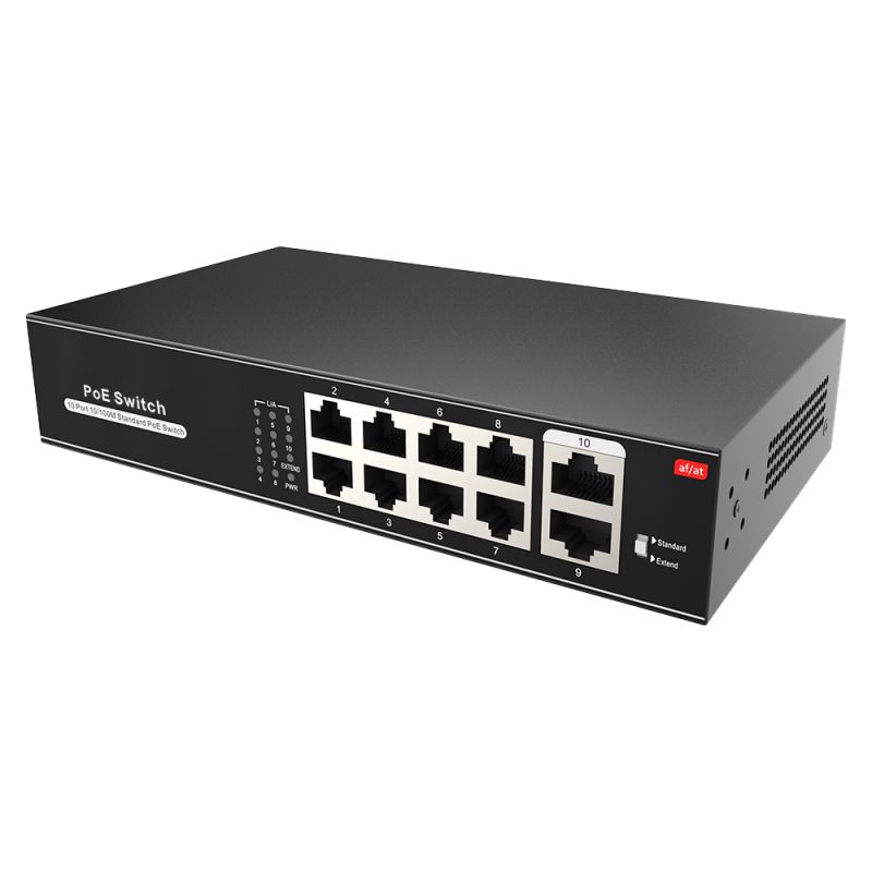 Switch PoE 8 Portos PoE + 2 Uplink RJ45